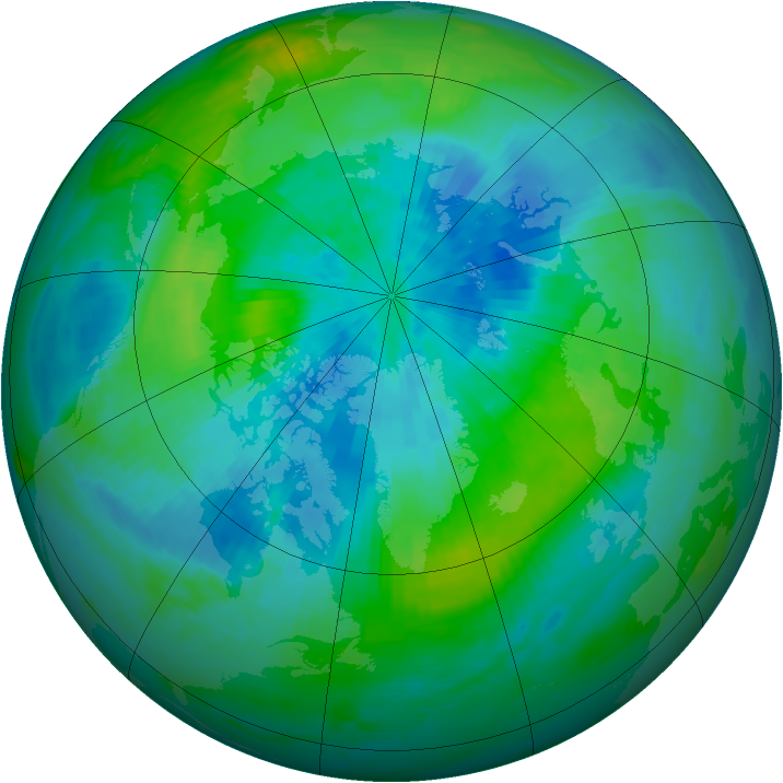 Arctic ozone map for 17 September 1985
